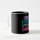 Gelukkige Paasdag - Egg Lover Tweekleurige Koffiemok (Voorkant links)