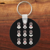 Gelukkige Paasdag Konijn Gezicht Emoties Leuke Jon Sleutelhanger (Achterkant)