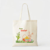 Gelukkige Paasdag Leuke Bunny Canvas tas (Voorkant)