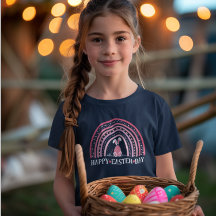 Gelukkige Paasdag Regenboog schattig konijnenontwe