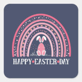 Gelukkige Paasdag Regenboog schattig konijnenontwe Vierkante Sticker (Voorkant)