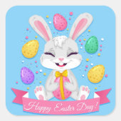 Gelukkige paasdag vierkante sticker (Voorkant)