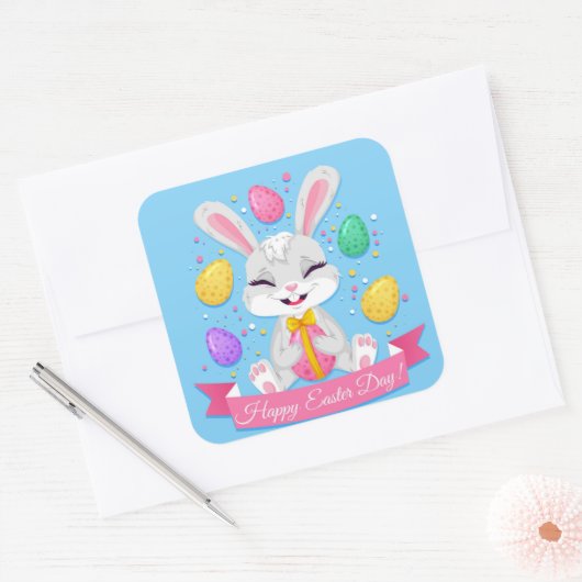Gelukkige paasdag vierkante sticker (Envelop)