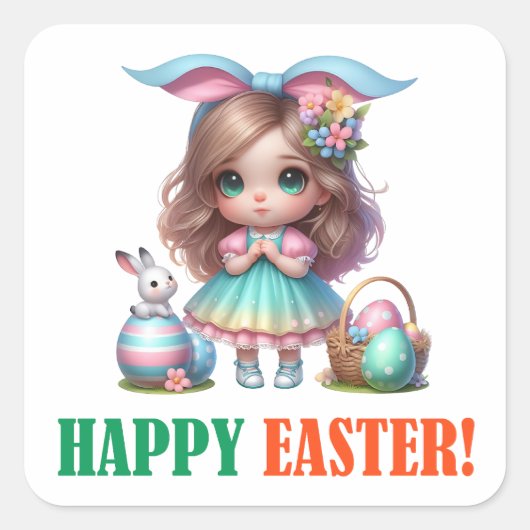 Gelukkige Paasdag - Wederopstanding Vierkante Sticker (Voorkant)