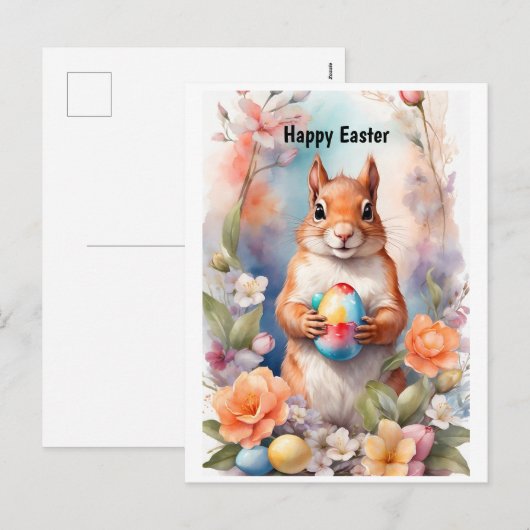 Gelukkige Paaseekhoorn Feestdagenkaart (Voorkant / Achterkant)