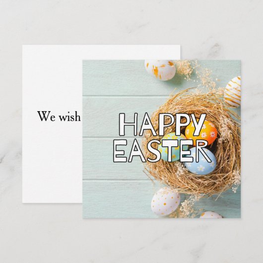 Gelukkige Paaseieren & Schattigee emmer Kaart (Voorkant / Achterkant)