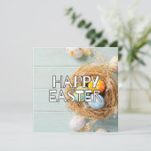 Gelukkige Paaseieren & Schattigee emmer Kaart (Staand voorkant)