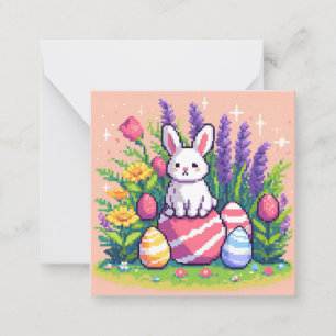 Gelukkige Paashaas 8 bit pixel art Notitiekaartje