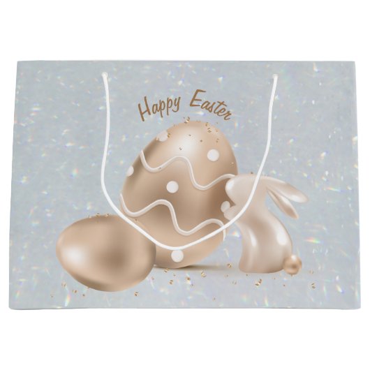 Gelukkige Paashaas Ei Glitter Elegant Modern Groot Cadeauzakje (Voorkant)