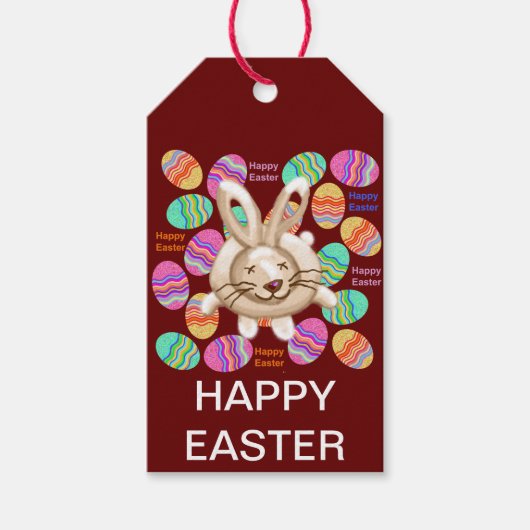 Gelukkige Paashaas en eieren Cadeaulabel (Voorkant)