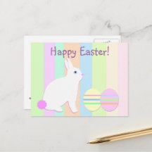 Gelukkige paashaas en eieren op strepen