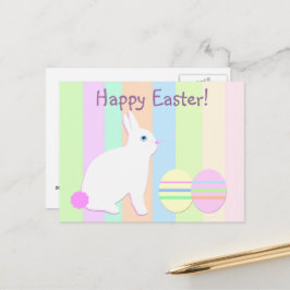 Gelukkige paashaas en eieren op strepen feestdagenkaart