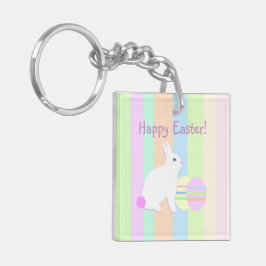 Gelukkige paashaas en eieren op strepen sleutelhanger