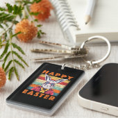 Gelukkige Paashaas konijnenkleren Sleutelhanger (Voorkant Rechts)