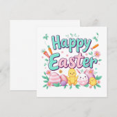 Gelukkige Paashaas Lente Paasei Pasen Kaart (Voorkant / Achterkant)