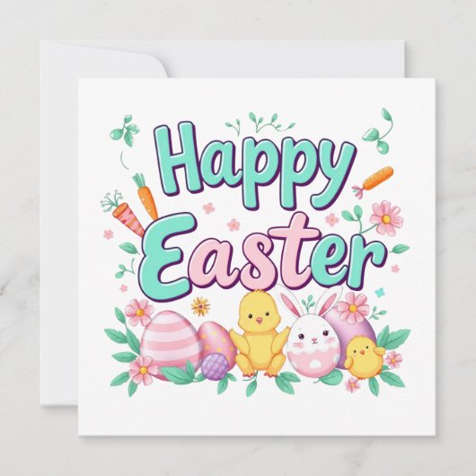 Gelukkige Paashaas Lente Paasei Pasen Kaart (Voorkant)