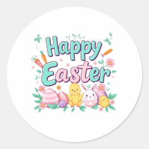 Gelukkige Paashaas Lente Paasei Pasen Ronde Sticker