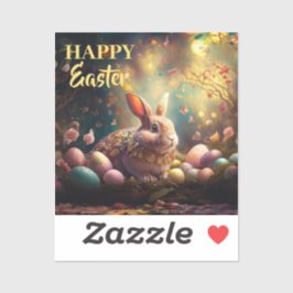 Gelukkige paashaas met paaseieren sticker