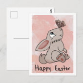 Gelukkige paashaas met vlinder briefkaart (Voorkant / Achterkant)