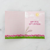 Gelukkige paashaas op Gingham Kaart (Binnen)