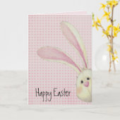 Gelukkige paashaas op Gingham Kaart (Gele Bloem)