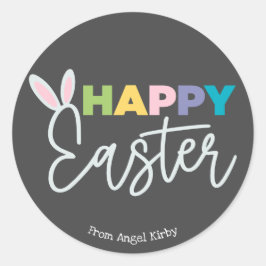 Gelukkige Paashaas oren, kleurrijke typografie Ronde Sticker