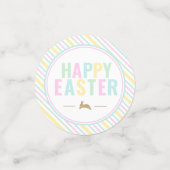 Gelukkige paashaas pastelstreep confetti (Kleine voorkant)