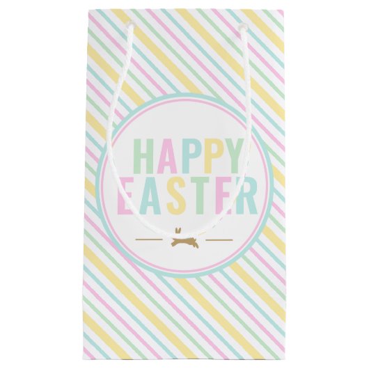 Gelukkige paashaas pastelstreep klein cadeauzakje (Voorkant)