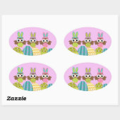 Gelukkige paashaas uilen ovale sticker (Vel)