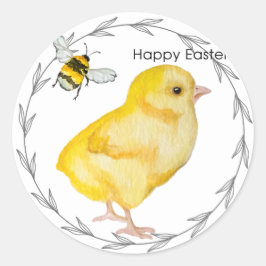 Gelukkige Paaskip en lentebloemen Ronde Sticker