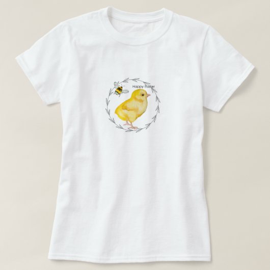 Gelukkige Paaskip en lentebloemen T-shirt (Design voorkant)