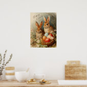 Gelukkige paaskonijntjes en paaseimand poster (Keuken)