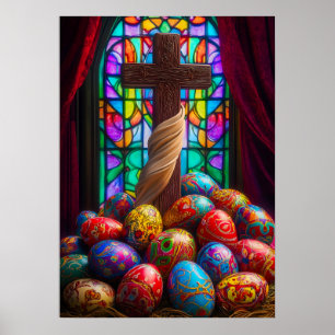 Gelukkige Paaskruis Bijbel Jezus Poster