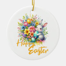 Gelukkige paaslente bloem met schattig konijntje