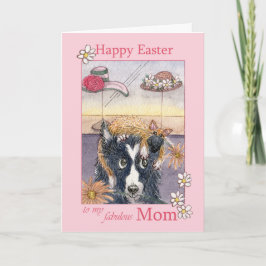 Gelukkige Paasmoeder, border collie hond in katten Feestdagen Kaart