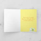 Gelukkige Paaspriester Kruis Witte Lelie Bloemen Kaart (Binnen)