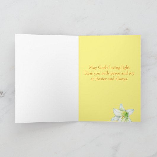 Gelukkige Paaspriester Kruis Witte Lelie Bloemen Kaart (Binnen)