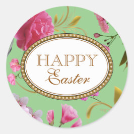 Gelukkige Paasroze bloemen Ronde Sticker