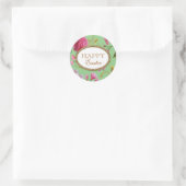 Gelukkige Paasroze bloemen Ronde Sticker (Tas)