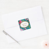 Gelukkige Paasroze bloemen Vierkante Sticker (Envelop)