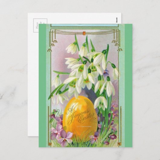 GELUKKIGE PAASSNEEUWVAL BLOEMEN EN EIEREN FEESTDAGENKAART (Voorkant / Achterkant)