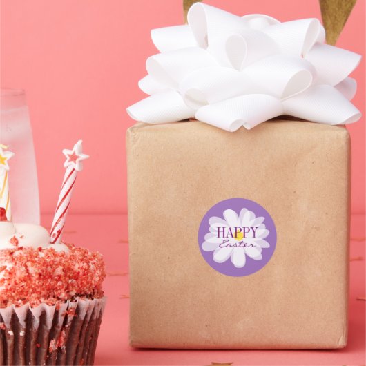 Gelukkige paasstickers met schattige dagbloem ronde sticker (Feest)