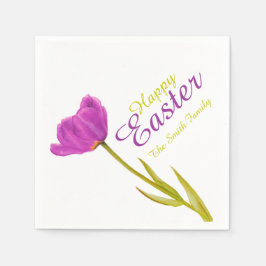 Gelukkige Paastulp paarse lentenaam papieren serve Servetten
