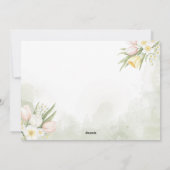 Gelukkige paastulpen, narcissen en paashaas feestdagenkaart (Achterkant)