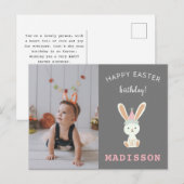 Gelukkige paasverjaardag wenst schattig konijntje  feestdagenkaart (Voorkant / Achterkant)