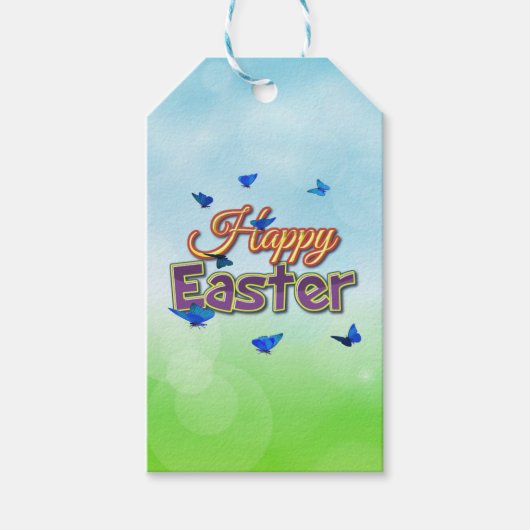 Gelukkige paasvlinders cadeaulabel (Voorkant)