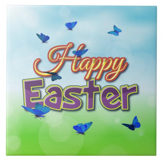 Gelukkige paasvlinders tegeltje (Voorkant)