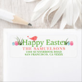 Gelukkige Paasvogel geschilderde eieren retouradre Etiket (Insitu)