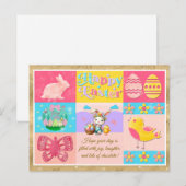 Gelukkige Paasvreugde met Bunny, Kuiken, Eieren &  Briefkaart (Voorkant / Achterkant)