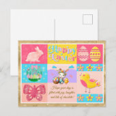 Gelukkige Paasvreugde met Bunny, Kuiken, Eieren &  Feestdagenkaart (Voorkant / Achterkant)